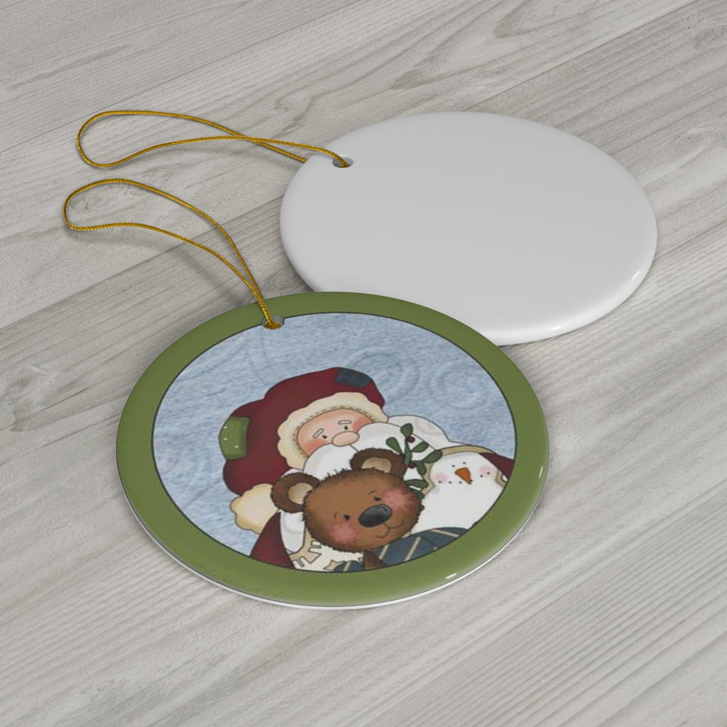 Santa And Friends Ceramic Disc Ornament      Item #6102857