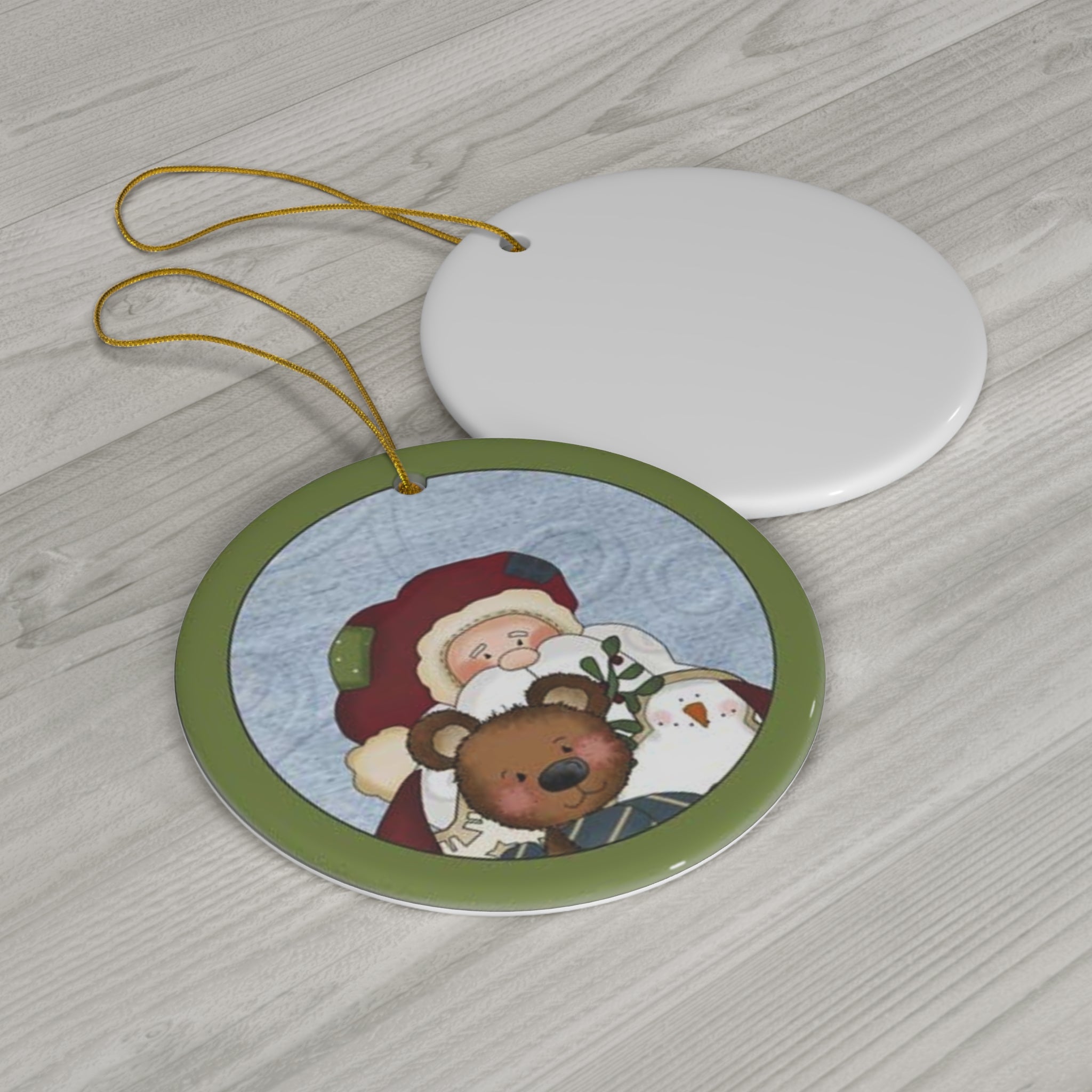 Santa And Friends Ceramic Disc Ornament      Item #6102857