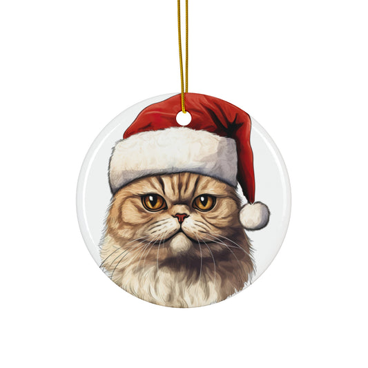 Exotic Shorthair Cat With Santa Hat Ceramic Ornament        Item #5445814