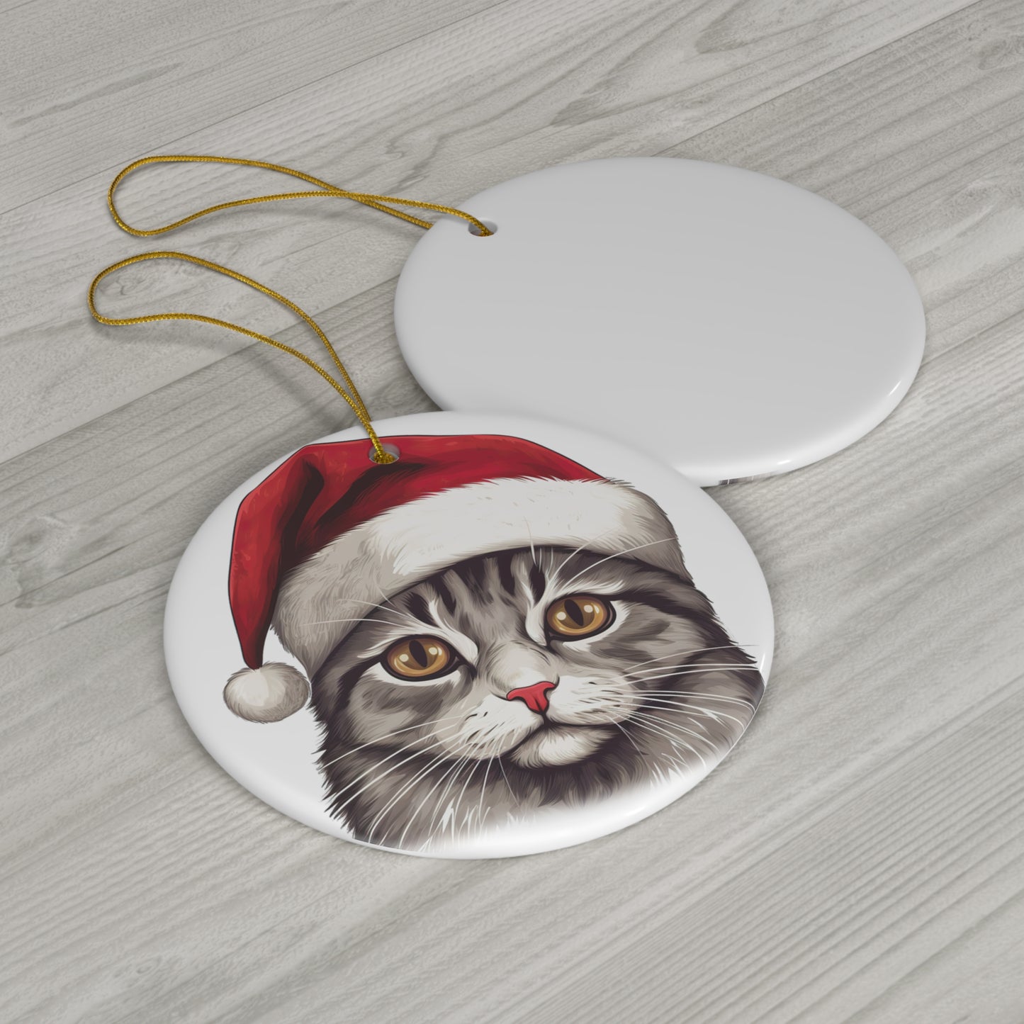 Brazilian Shorthair Cat With Santa Hat Ceramic Ornament      Item #7035155