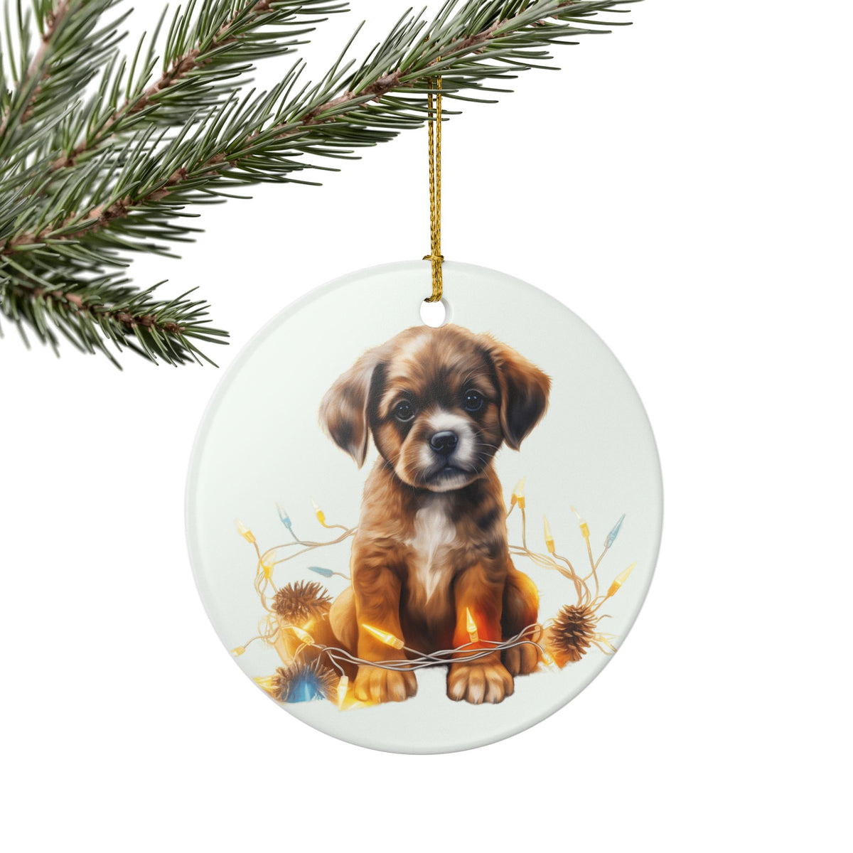 Ceramic Puppy Christmas Ornament   Item #917774