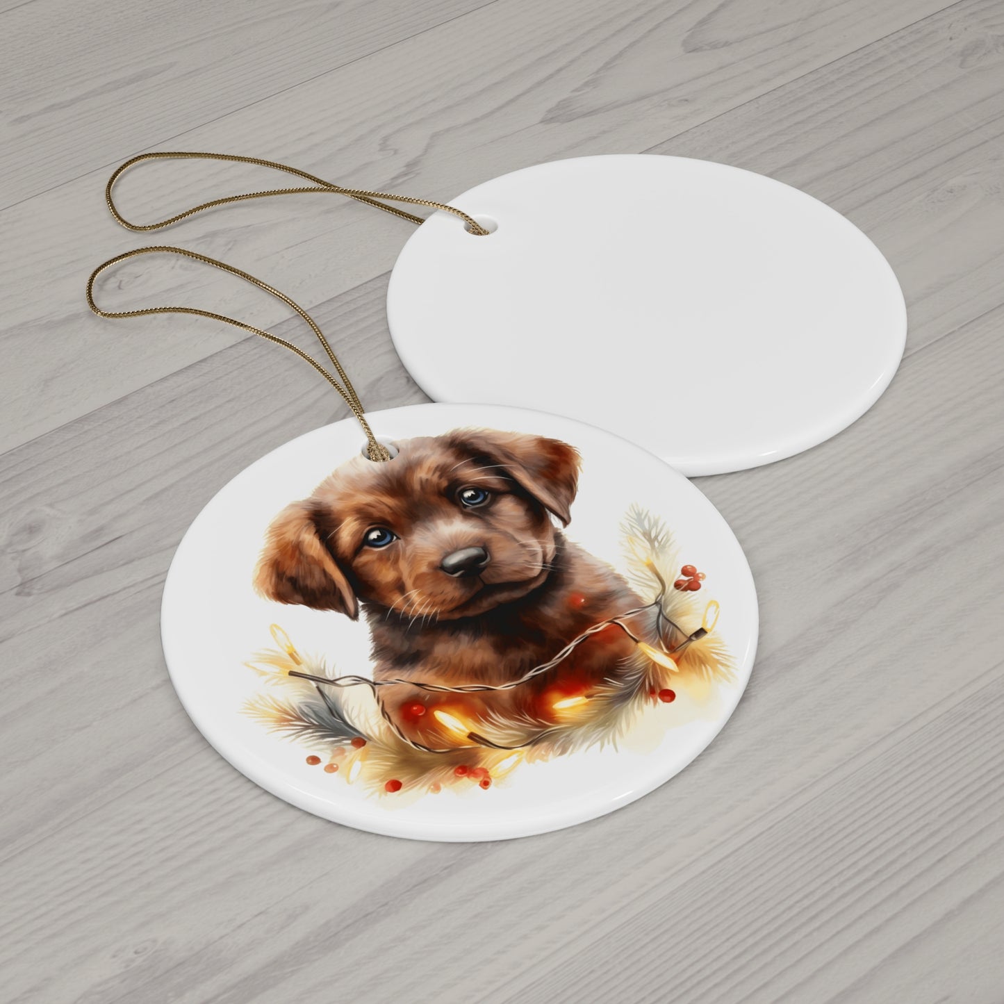 Christmas Dog Ceramic Disc Ornament              Item #2044028