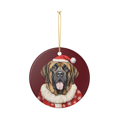 Christmas Mastiff Dog Ceramic Ornament   Item #882195