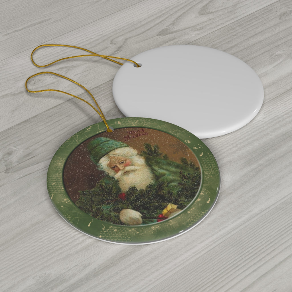 Santa Ceramic Disc Ornament        Item #1902024