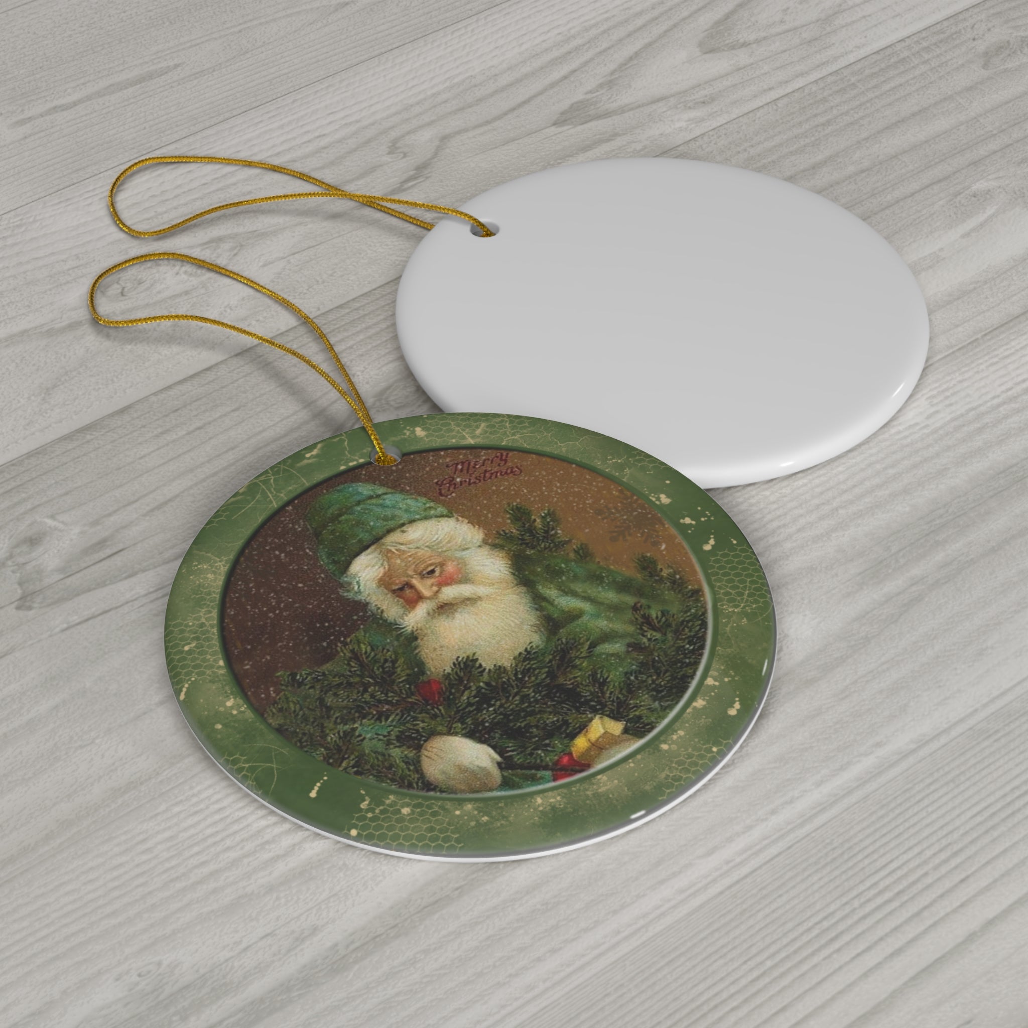 Santa Ceramic Disc Ornament        Item #1902024