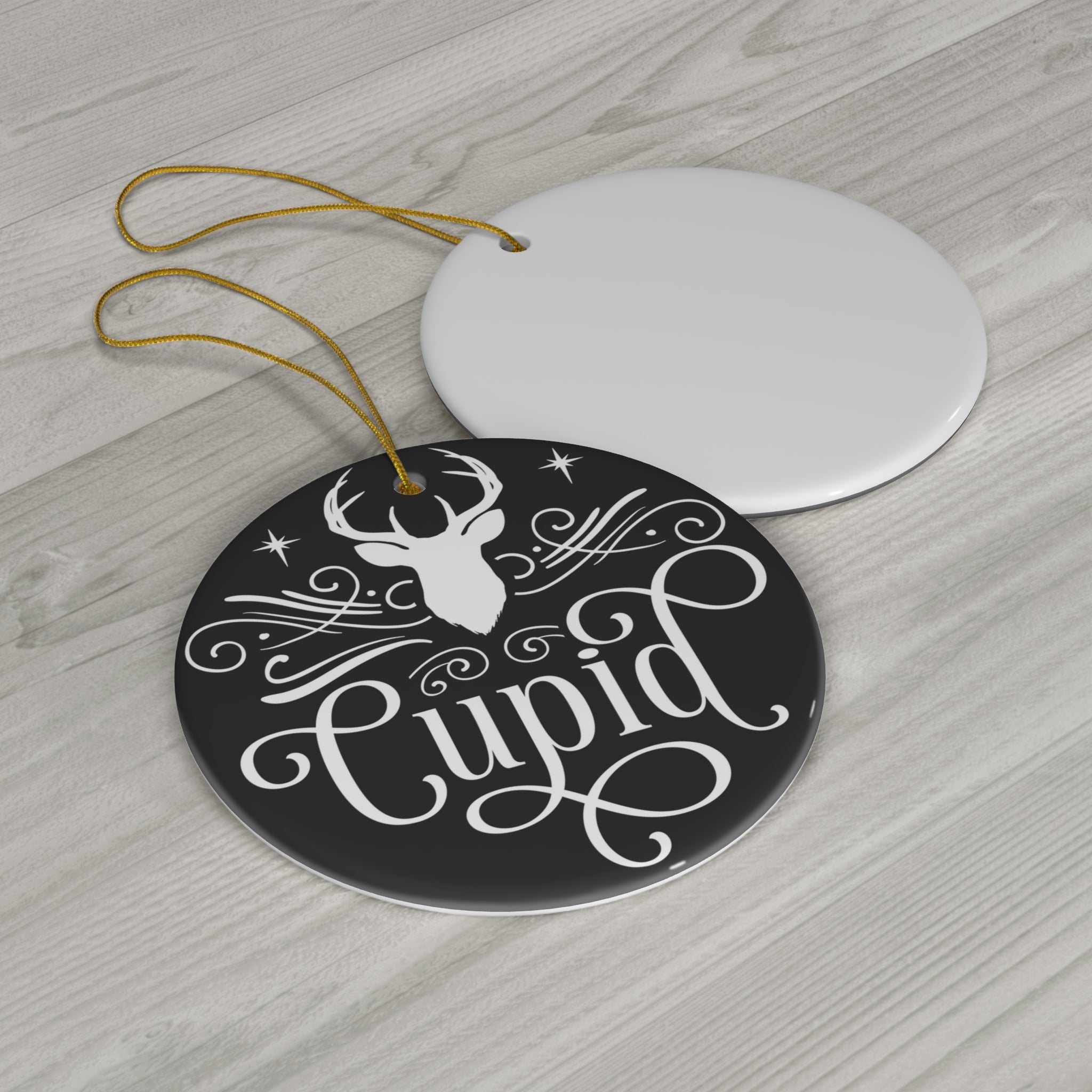 Cupid Reindeer Ceramic Ornament       Item #9086103 - Buckshot's Bargain Barn