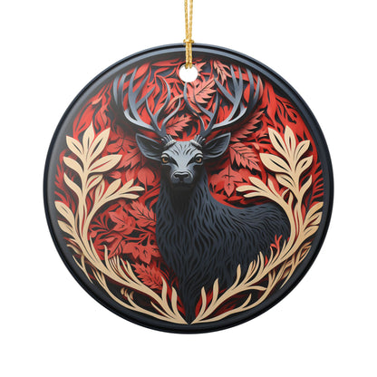 Ceramic Deer Ornament – Woodland Forest Christmas Decoration   Item #768946