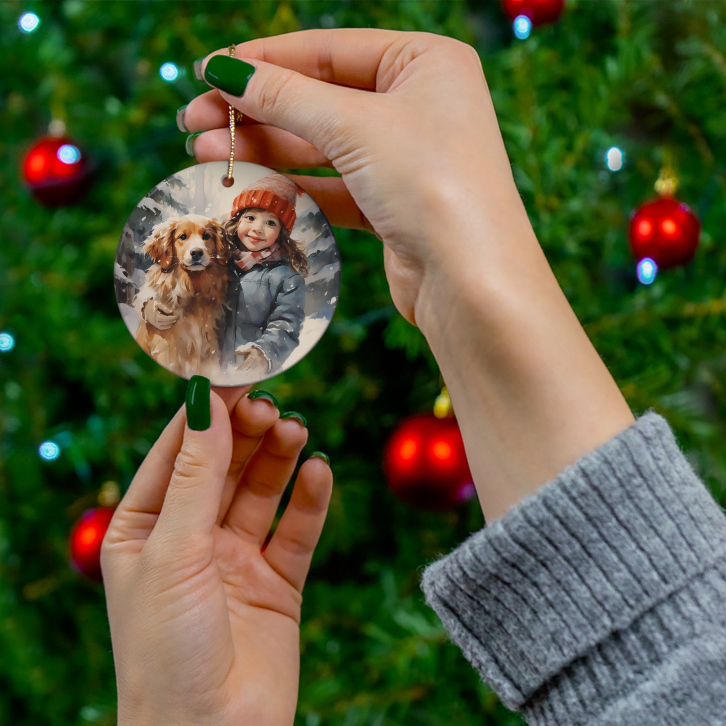 CERAMIC ORNAMENT - CHILD WITH DOG       Item #5358946