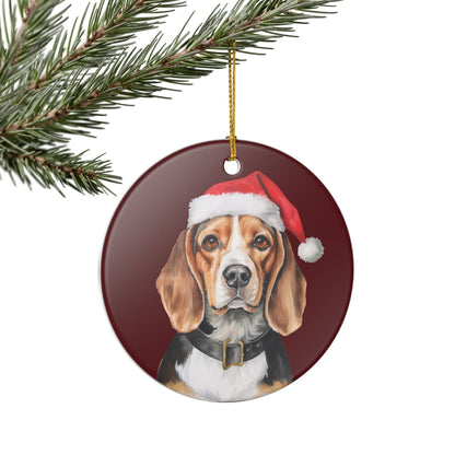Christmas Beagle Dog Ceramic Ornament   Item #63846