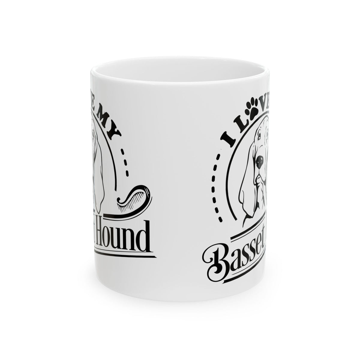 I Love My Basset Hound Dog Ceramic Mug — Cute Coffee Cup 11oz    Item #623971