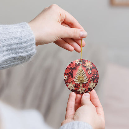 Red Floral Christmas Tree Ceramic Ornament    Item #462891