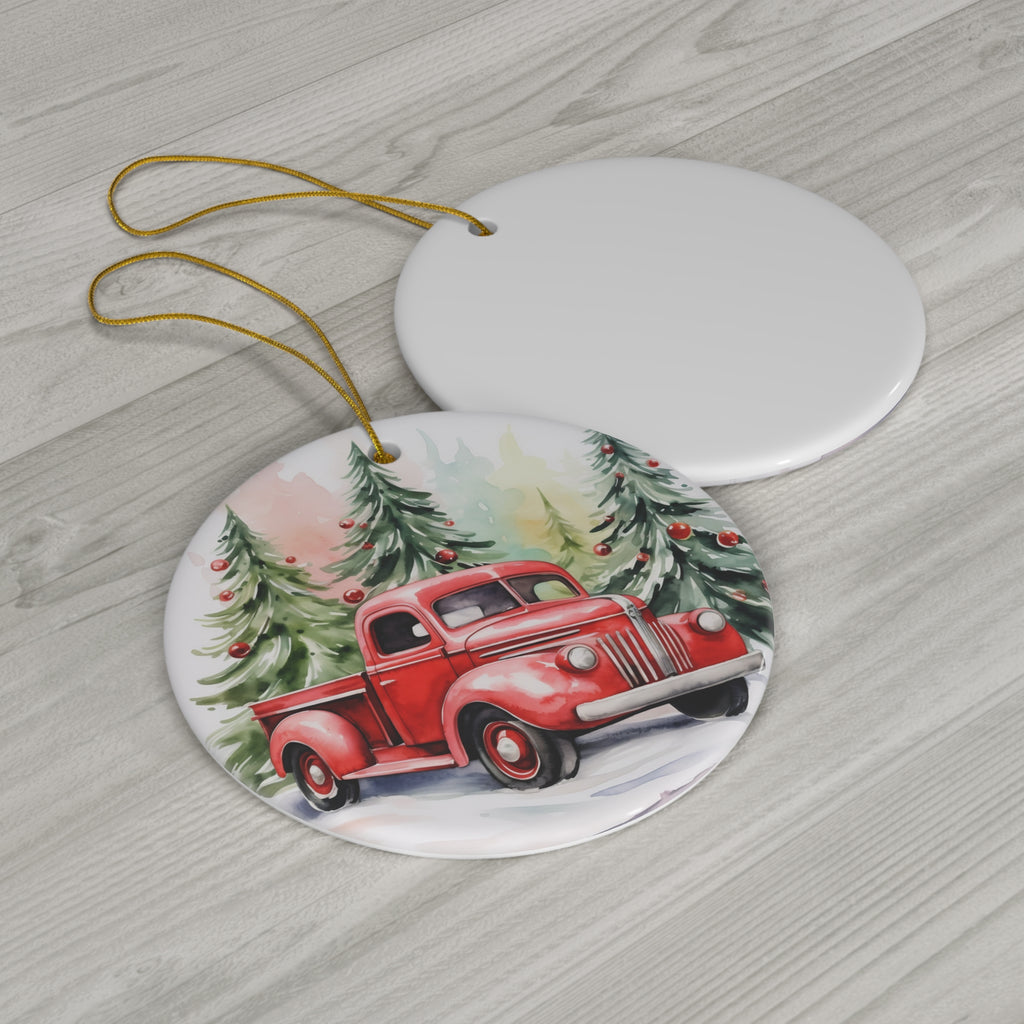 Ceramic Ornament - Red Truck     Item #956324