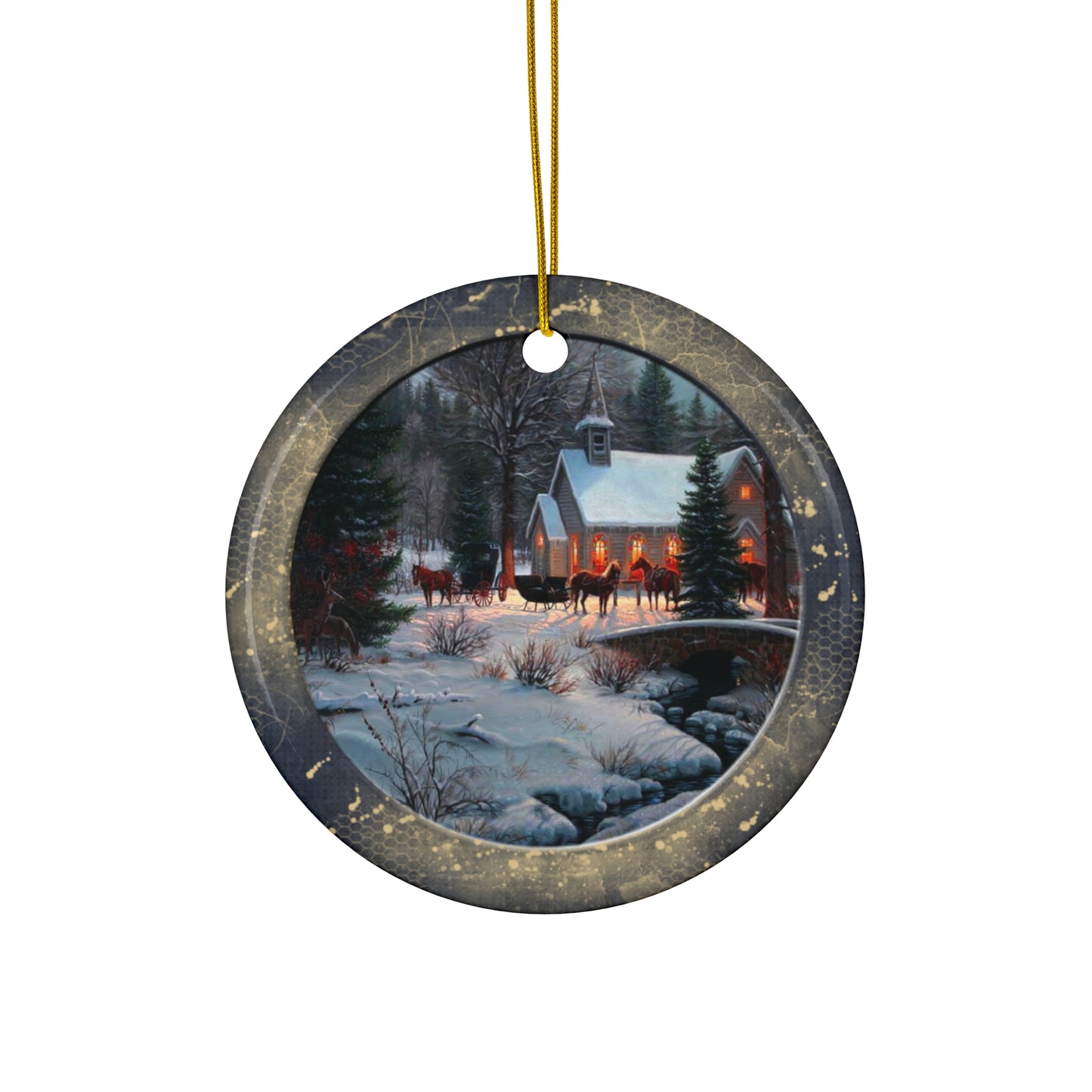 Winter Scene Ceramic Disc Ornament       Item #7122337