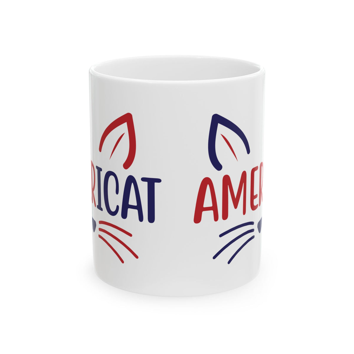 American Cat Ceramic Mug — Patriotic Cat Lover Coffee Cup 11oz   Item #831399