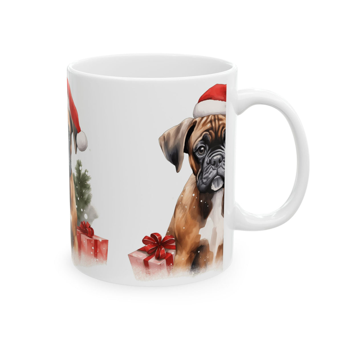 Christmas Boxer Dog Mug - Holiday Santa Hat Coffee Cup 11oz  Item #334951