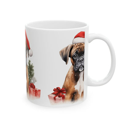 Christmas Boxer Dog Mug - Holiday Santa Hat Coffee Cup 11oz  Item #334951