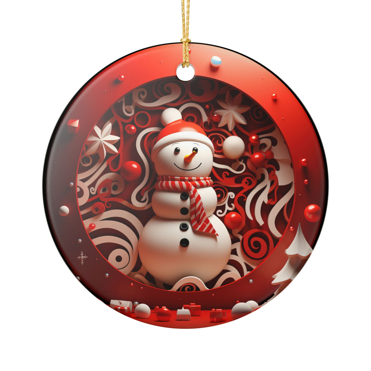 Christmas Snowman Ceramic Ornament   Item #213131