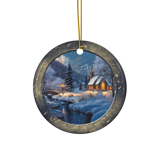 Winter Scene Ceramic Disc Ornament           Item #3575625