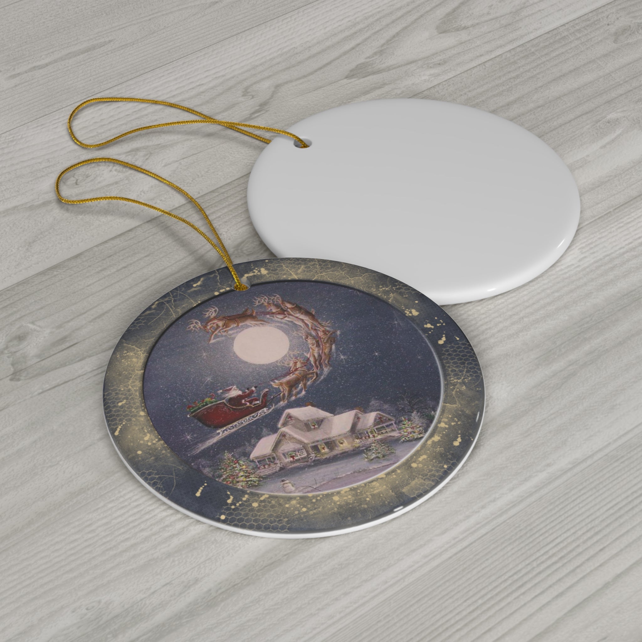 Santa Ceramic Disc Ornament           Item #2071528