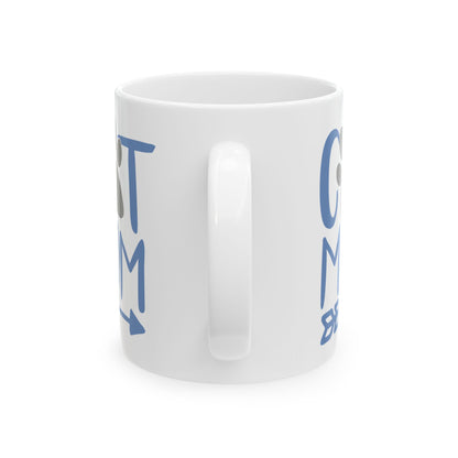Ceramic Mug - "Cat Mom" Blue Graphic Coffee Tea Cup 11oz   Item #767604