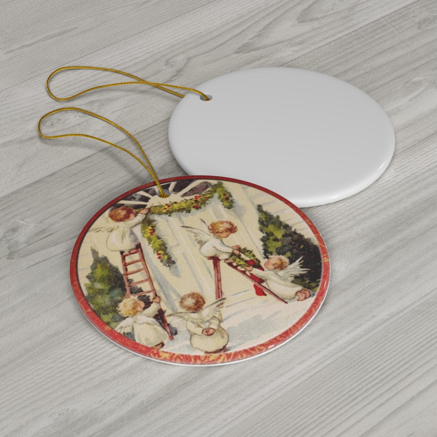 Christmas Scene Kids Ceramic Disc Ornament       Item #2755384