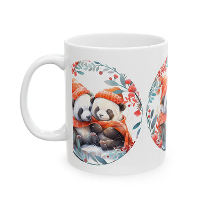 Cozy Winter Panda Mug — Cute Holiday Pandas in Knit Hats 11oz    Item #313636