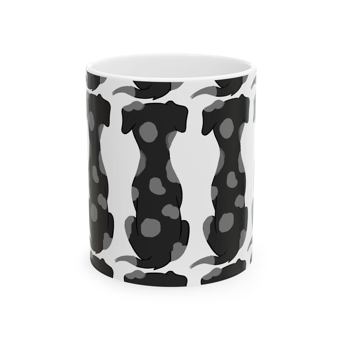 Dog Print Ceramic Mug – Black & White Pattern 11oz   Item #571898