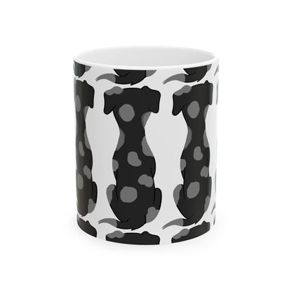 Dog Print Ceramic Mug – Black & White Pattern 11oz   Item #571898