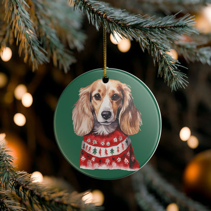 Christmas Dog In Sweater Ceramic Ornament   Item #685519