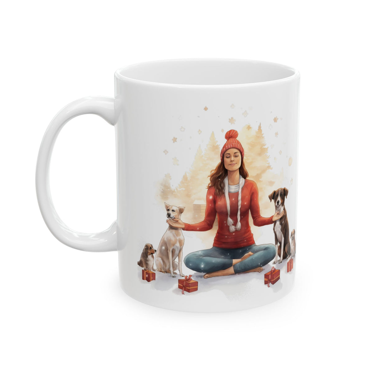 Christmas Dog Family Ceramic Mug - Cute Puppies Holiday Coffee Cup 11oz   Item #27048