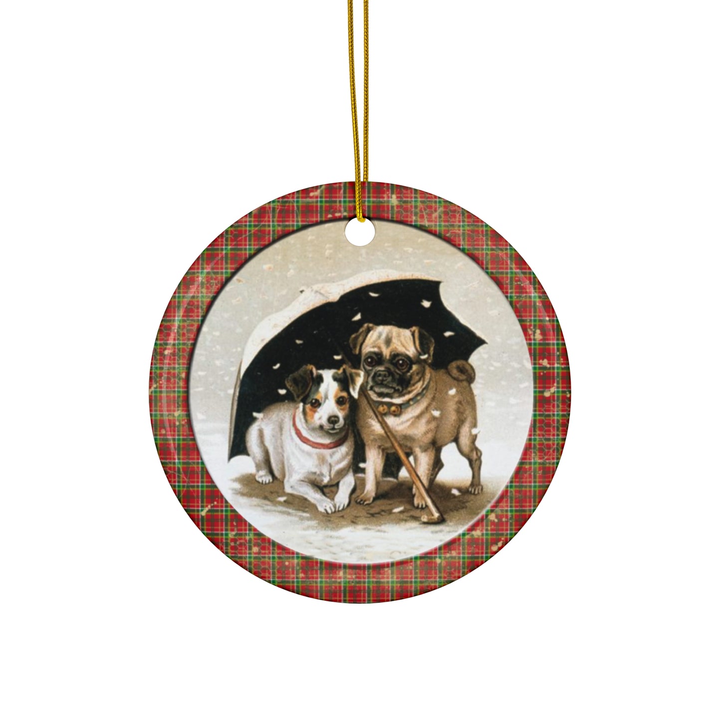 Christmas Pups Ceramic Disc Ornament         Item #5033306