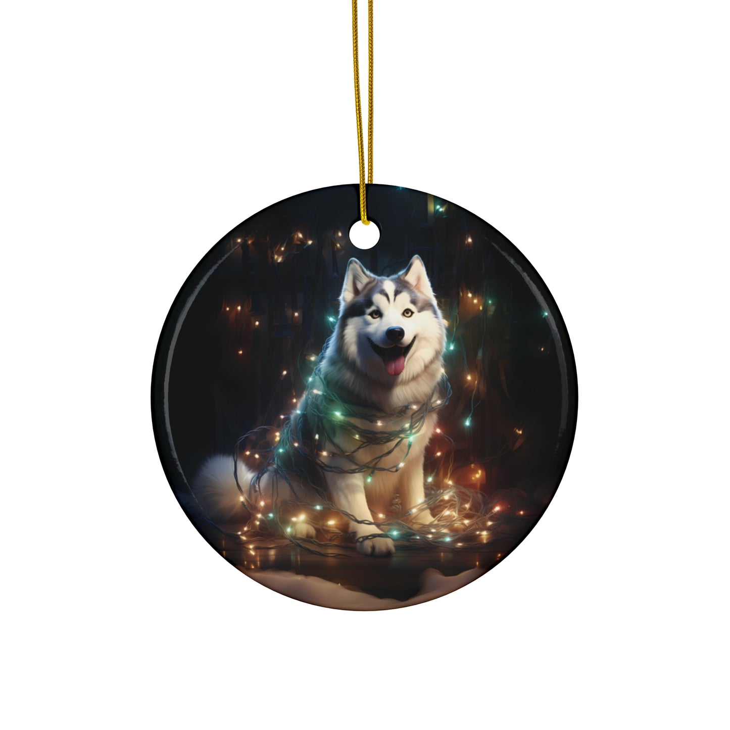 Ceramic Ornament - Xmas Dog With Lights       Item #3985609