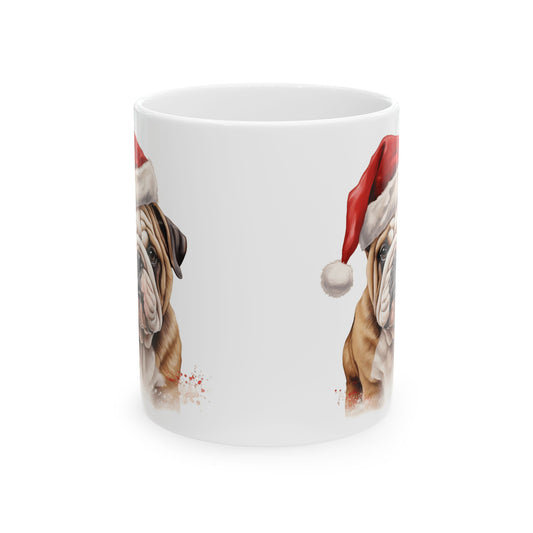 Festive Bulldog In Santa Hat Christmas Mug 11oz  Item #21923