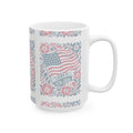 Freedom Floral Ceramic Mug — Patriotic Vintage Americana Mug 15 oz  Item#