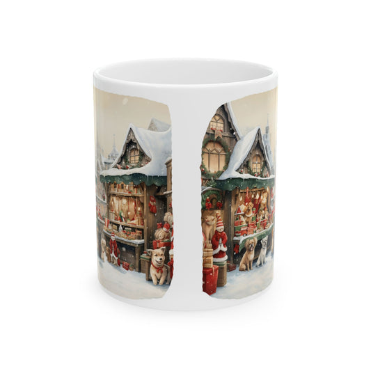 Christmas Village Santa With Dogs Ceramic Mug 11oz  Item #41039