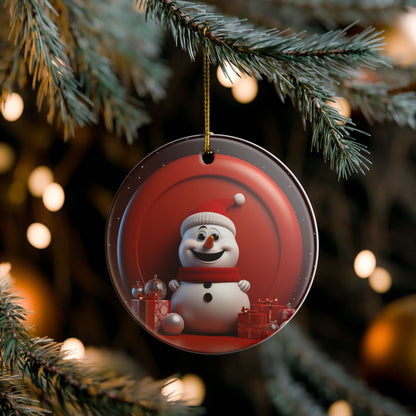 Festive Snowman Christmas Ceramic Ornament   Item #157437