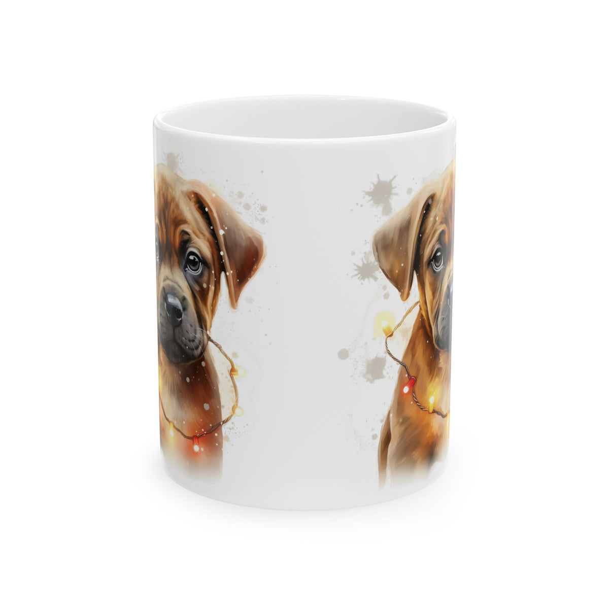 Festive Boxer Dog In Lights Christmas Ceramic Mug 11oz   Item #599698