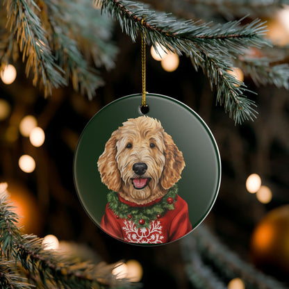 Christmas Goldendoodle Dog Ceramic Ornament   Item #369339