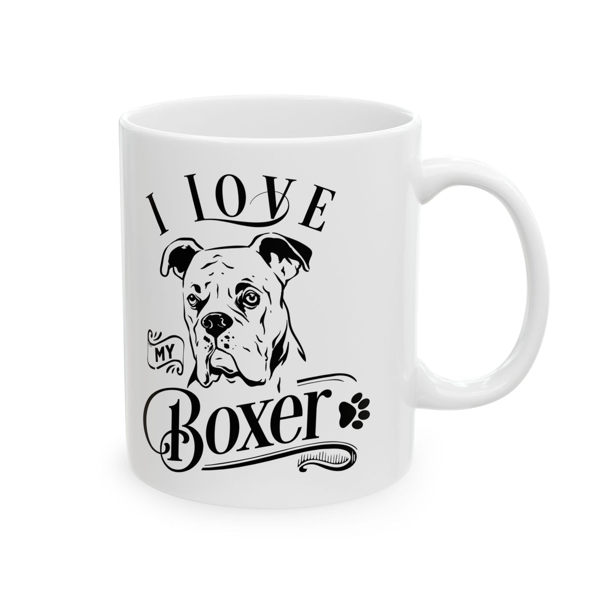 I Love My Boxer Dog Ceramic Mug — Cute Coffee Cup 11oz    Item #935862