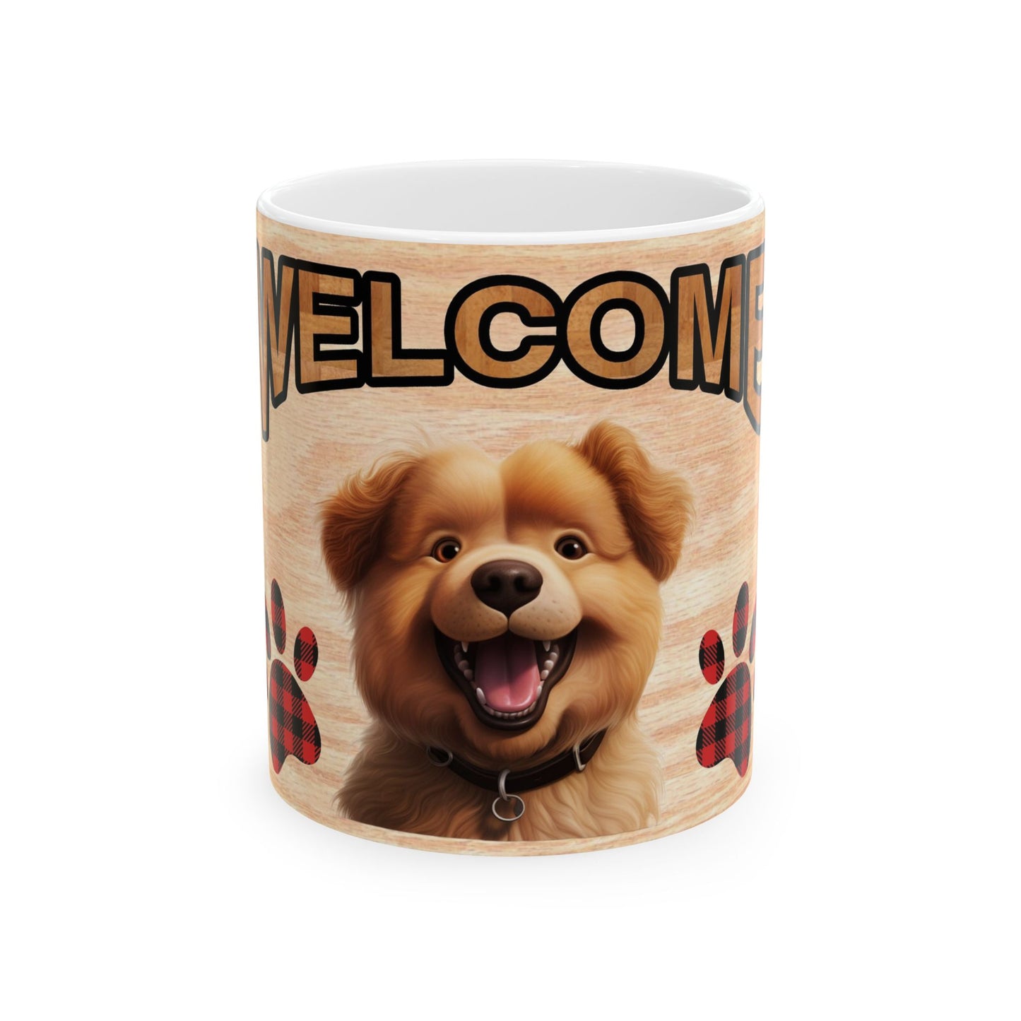 Welcome Puppy Ceramic Mug — Cute Dog Paw Print Coffee Cup 11oz   Item #142835