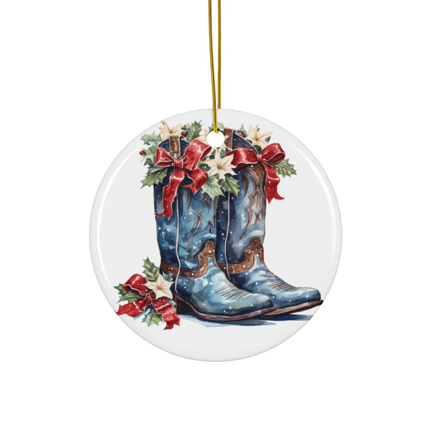 Ceramic Ornament - Country Christmas Boot    Item #225125