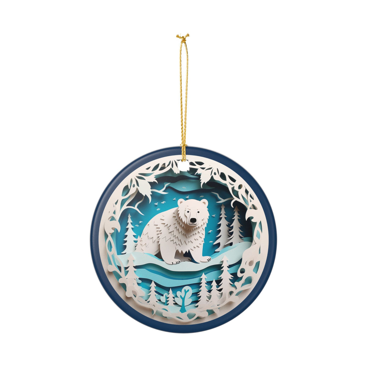 Polar Bear Winter Wonderland Ceramic Ornament   Item #537526