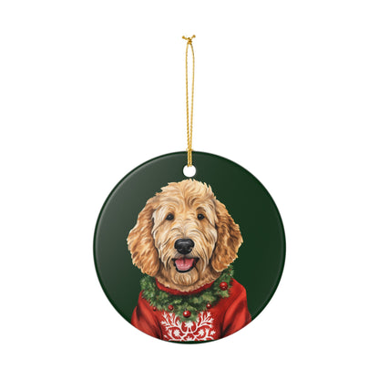 Christmas Goldendoodle Dog Ceramic Ornament   Item #369339