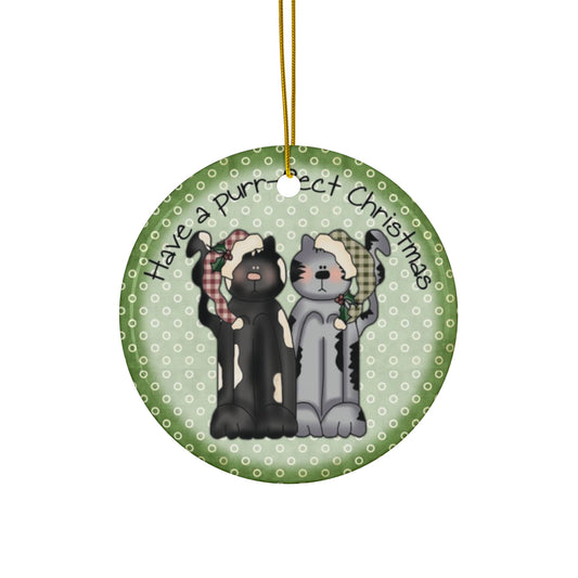 Happy Purr-Fect Christmas Ceramic Disc Ornament         Item #219924