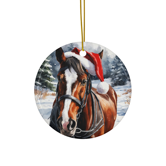 Horse Christmas Ceramic Disc Ornament      Item #5278366