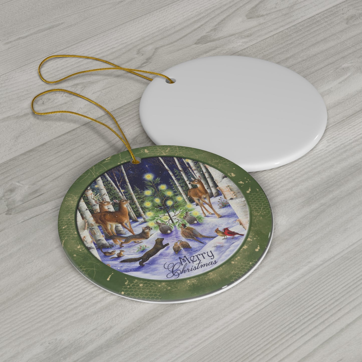 Winter Scene Ceramic Disc Ornament - Winter Scene     Item #962325