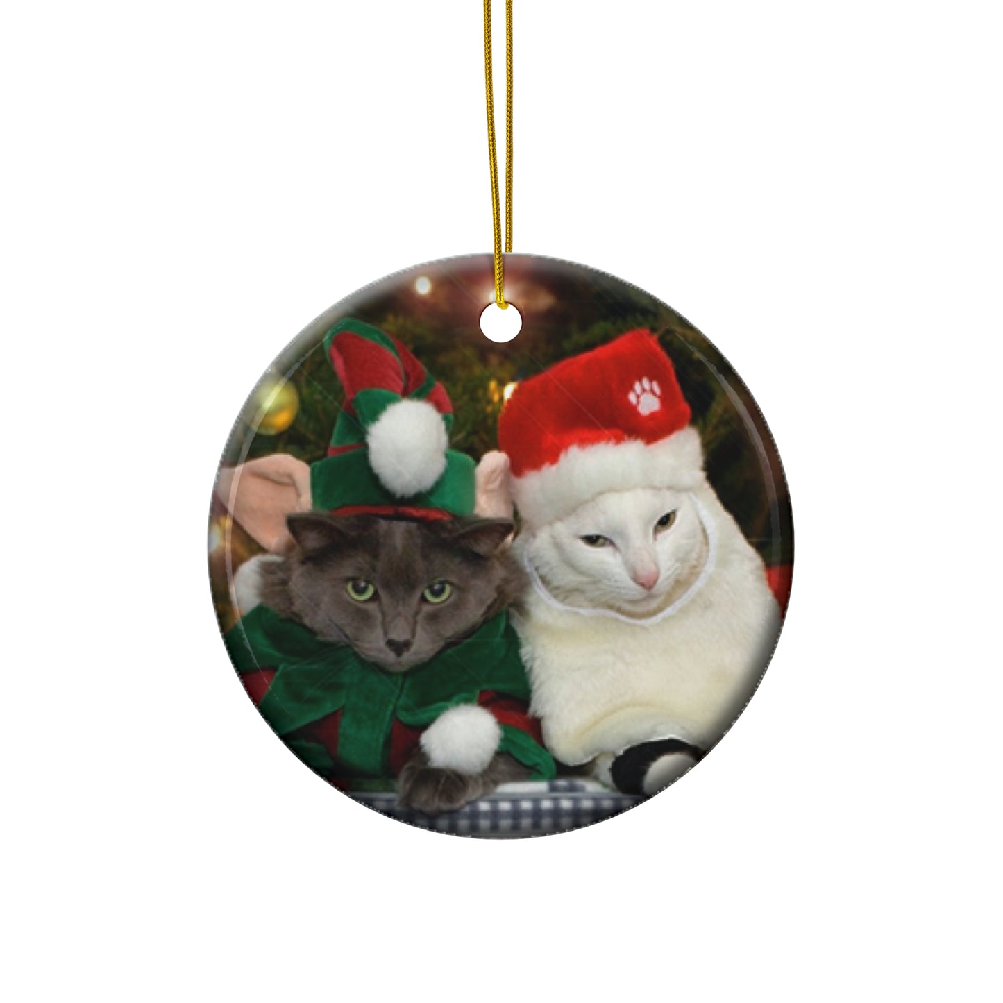 Christmas Cat Ceramic Disc Ornament          Item #3624119