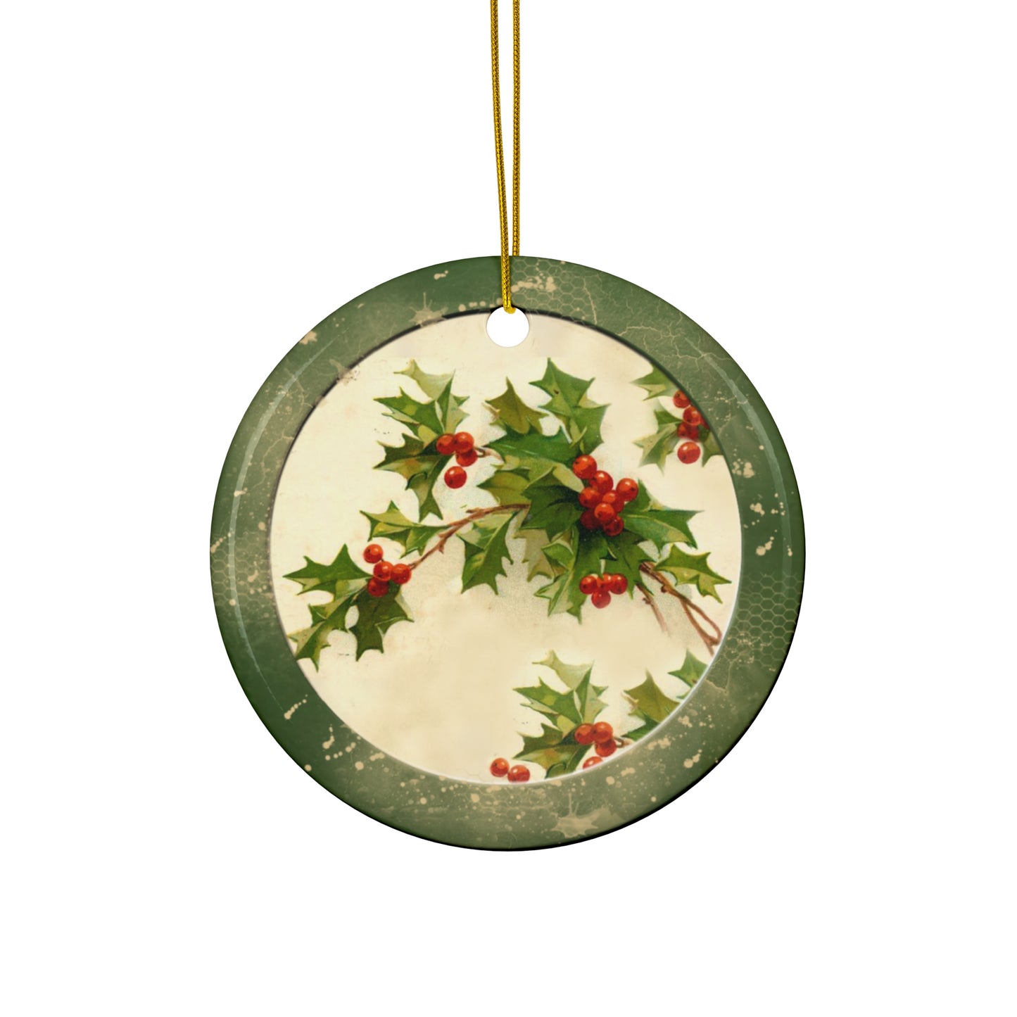 Poinsette Ceramic Disc Ornament      Item #7411872