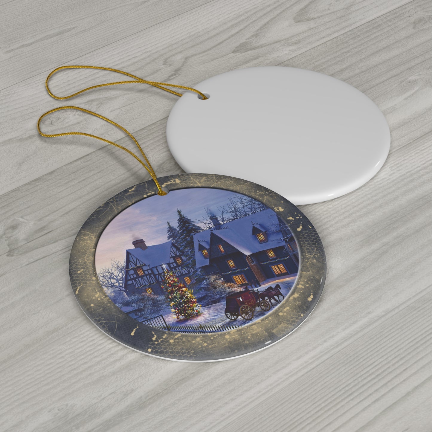 Winter Scene Ceramic Disc Ornament          Item #9354701