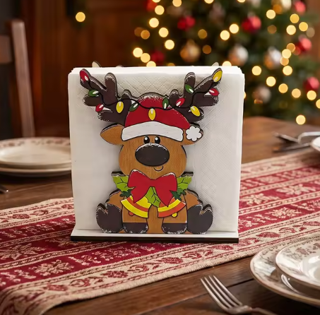 Reindeer Wooden Napkin Holder By Santa's Creations